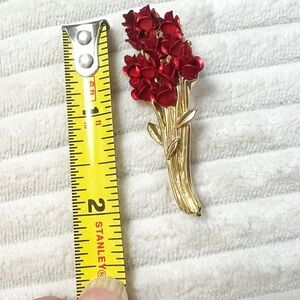 Danbury Mint Red and Gold Floral brooch
